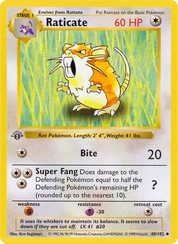 Image for Raticate (040/102) [Base Set (Shadowless)]