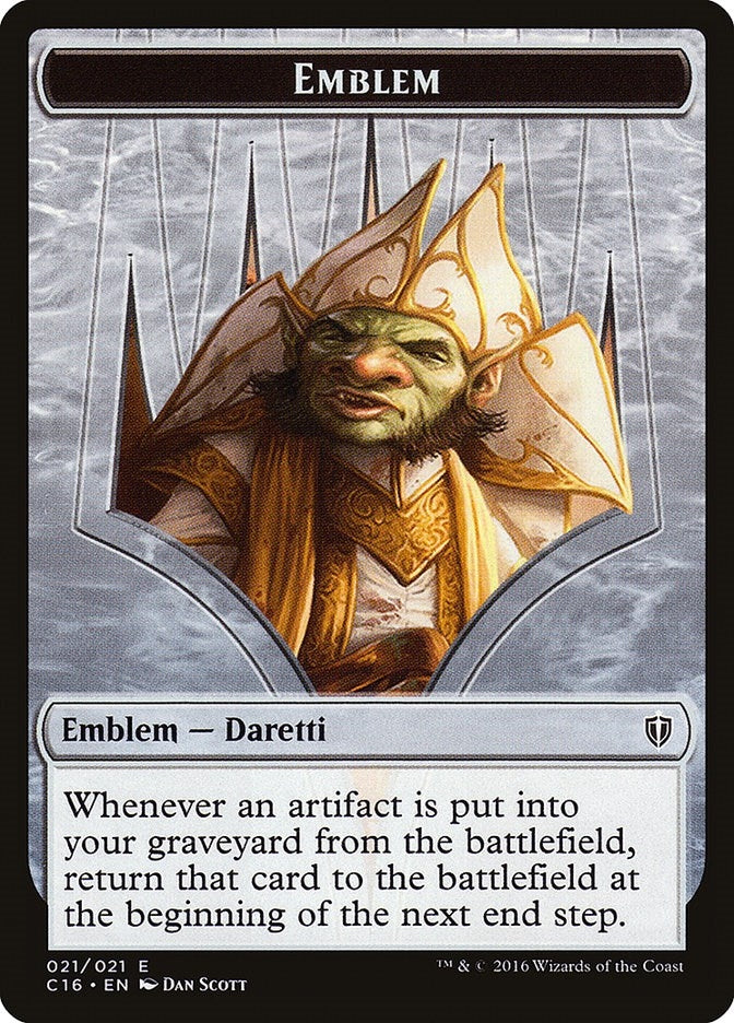Image for Emblem - Daretti, Scrap Savant // Thopter Double-Sided Token (21 // 9) [Commander 2016]
