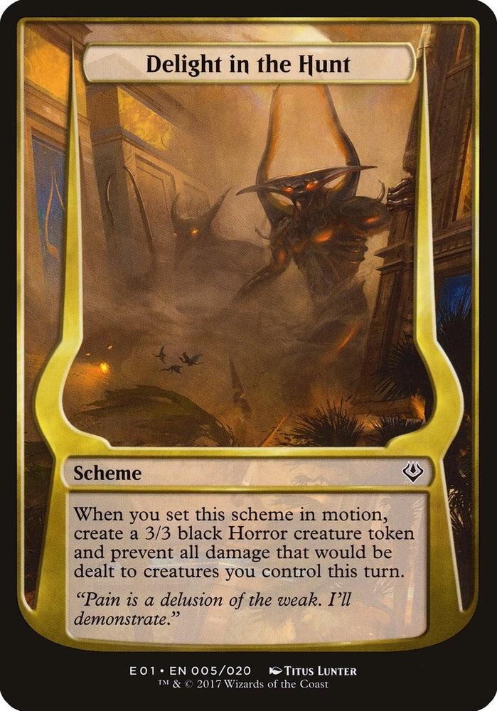 Image for Delight in the Hunt (Archenemy: Nicol Bolas) (5) [Oversize Cards]