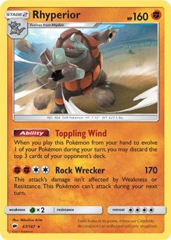 Image for Rhyperior - 67/147 (SM Burning Shadows) (067/147) - Pokemon