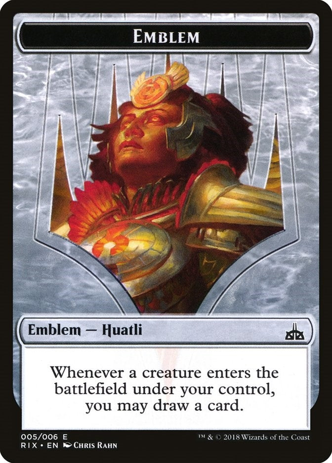 Image for Emblem - Huatli, Radiant Champion (5) [Rivals of Ixalan]