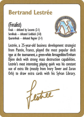 Image for 1996 Bertrand Lestree Biography Card [World Championship Decks]