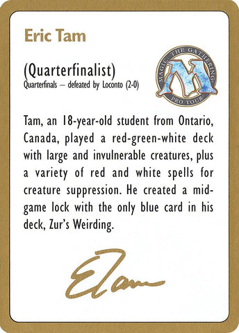 Image for 1996 Eric Tam Biography Card [World Championship Decks]