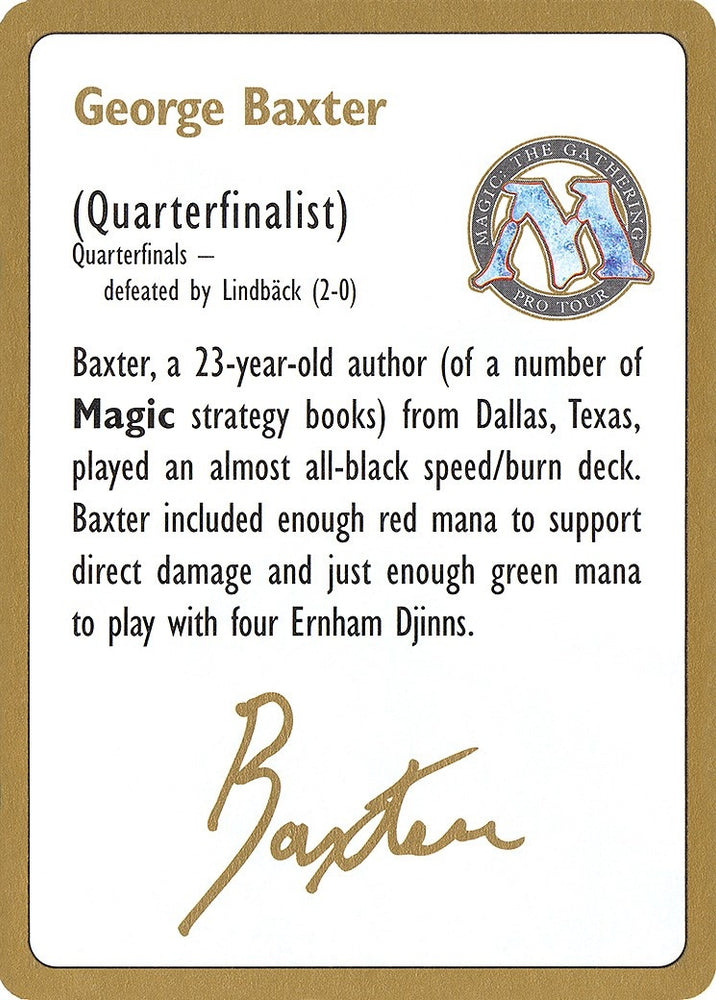 Image for 1996 George Baxter Biography Card [World Championship Decks]