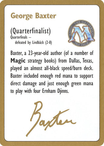 Image for 1996 George Baxter Biography Card [World Championship Decks]