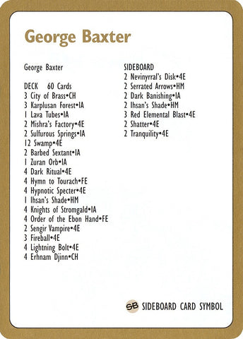 Image for 1996 George Baxter Decklist Card [World Championship Decks]