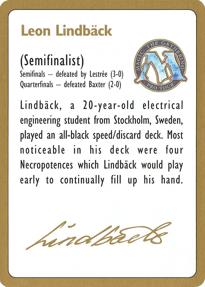 Image for 1996 Leon Lindback Biography Card [World Championship Decks]