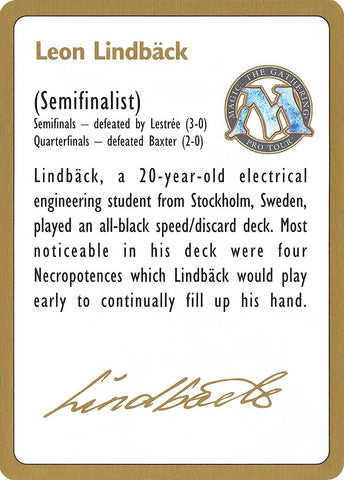 Image for 1996 Leon Lindback Biography Card [World Championship Decks]