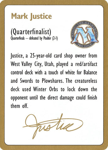 Image for 1996 Mark Justice Biography Card [World Championship Decks]