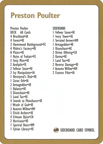 Image for 1996 Preston Poulter Decklist Card [World Championship Decks]
