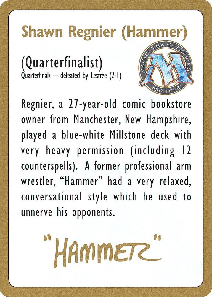 Image for 1996 Shawn "Hammer" Regnier Biography Card [World Championship Decks]