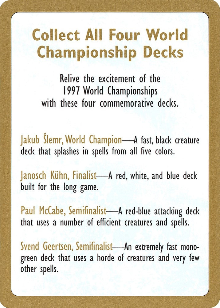 Image for 1997 World Championship Advertisement Card [World Championship Decks]