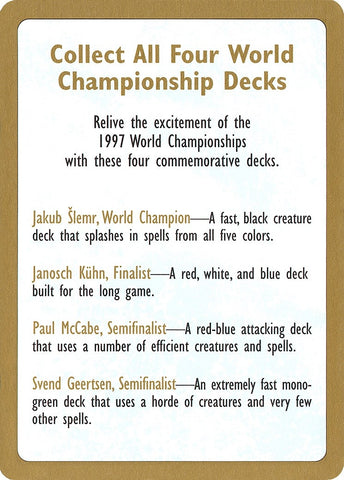 Image for 1997 World Championship Advertisement Card [World Championship Decks]