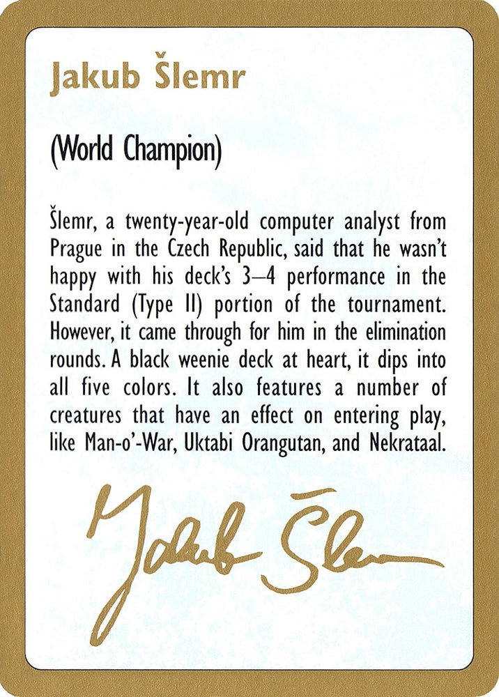 Image for 1997 Jakub Slemr Biography Card [World Championship Decks]