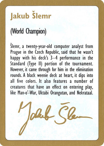 Image for 1997 Jakub Slemr Biography Card [World Championship Decks]