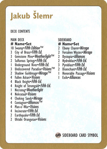 Image for 1997 Jakub Slemr Decklist Card [World Championship Decks]