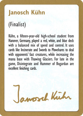 Image for 1997 Janosch Kuhn Biography Card [World Championship Decks]