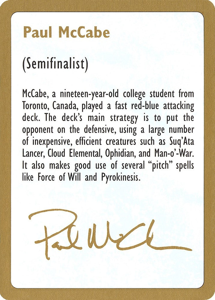 Image for 1997 Paul McCabe Biography Card [World Championship Decks]