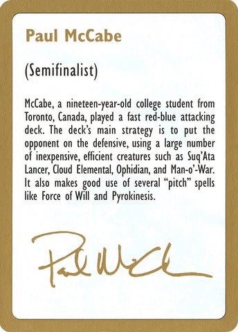 Image for 1997 Paul McCabe Biography Card [World Championship Decks]