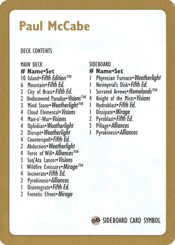 Image for 1997 Paul McCabe Decklist Card [World Championship Decks]