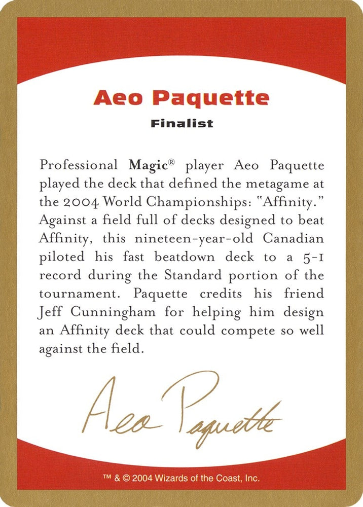 Image for 2004 Aeo Paquette Biography Card [World Championship Decks]
