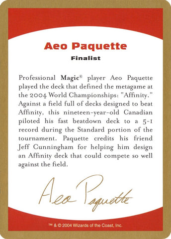 Image for 2004 Aeo Paquette Biography Card [World Championship Decks]