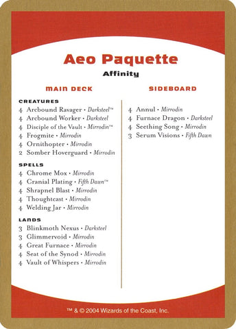 Image for 2004 Aeo Paquette Decklist Card [World Championship Decks]
