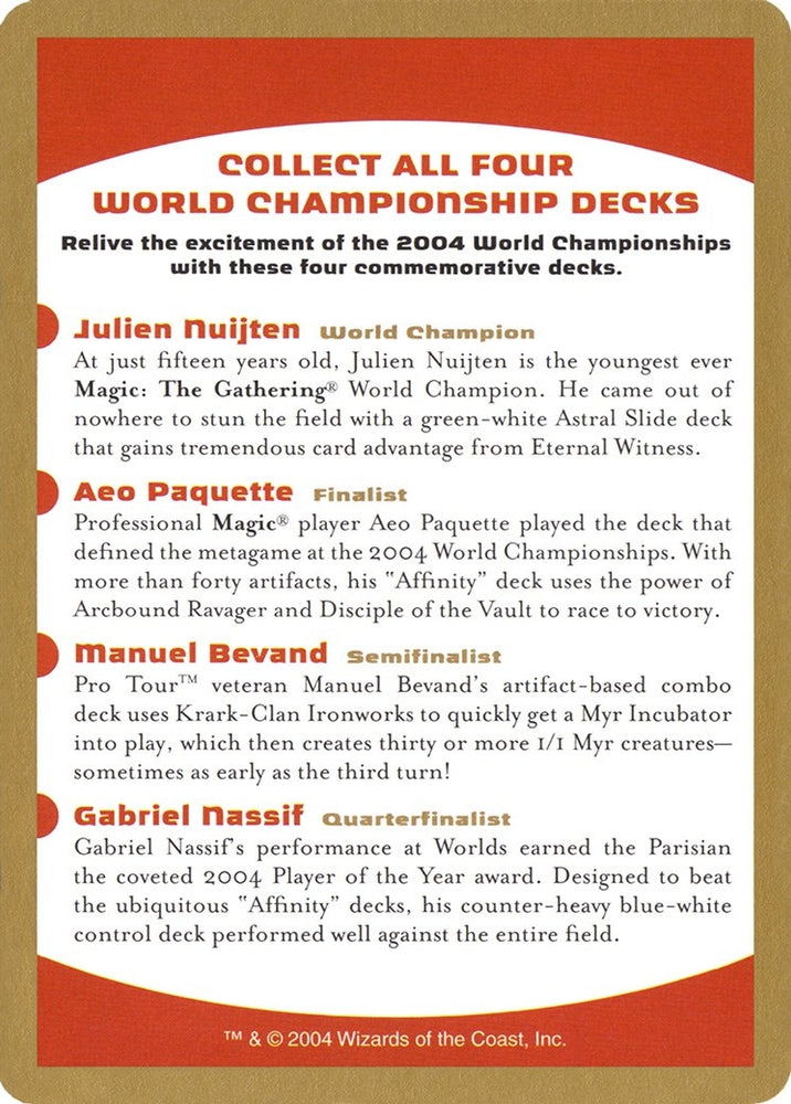 Image for 2004 World Championship Advertisement Card [World Championship Decks]