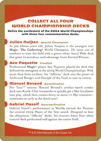 Image for 2004 World Championship Advertisement Card [World Championship Decks]