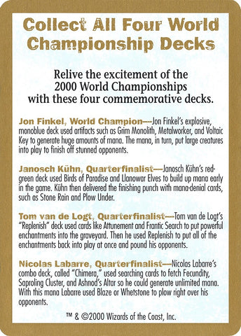 Image for 2000 World Championship Advertisement Card [World Championship Decks]