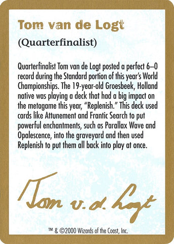 Image for 2000 Tom van de Logt Biography Card [World Championship Decks]
