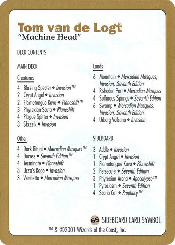 Image for 2001 Tom van de Logt Decklist Card [World Championship Decks]