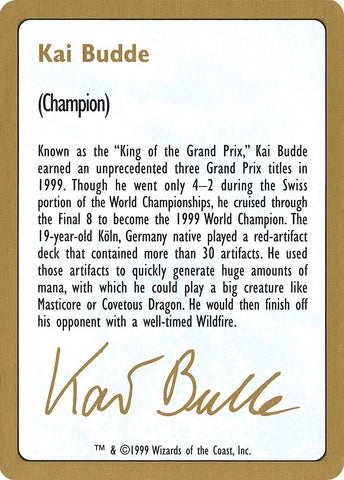 Image for 1999 Kai Budde Biography Card [World Championship Decks]