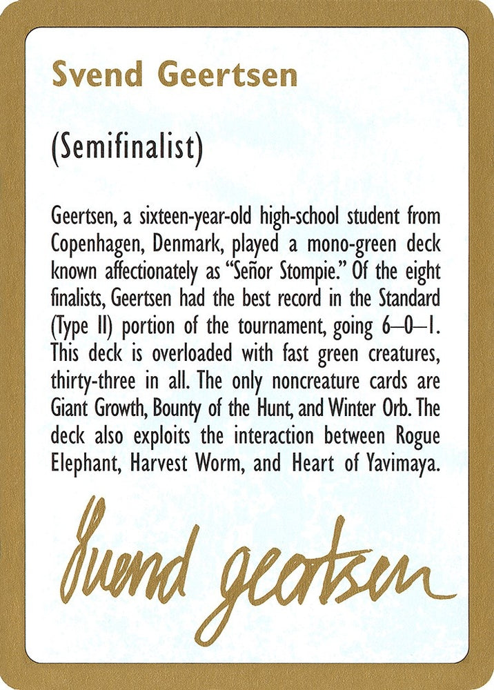 Image for 1997 Svend Geertsen Biography Card [World Championship Decks]