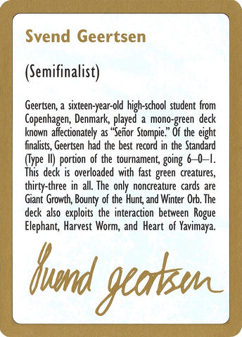 Image for 1997 Svend Geertsen Biography Card [World Championship Decks]