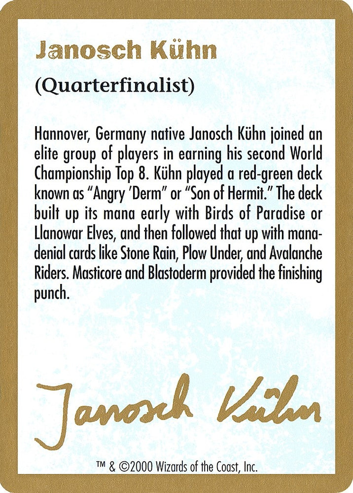 Image for 2000 Janosch Kuhn Biography Card [World Championship Decks]