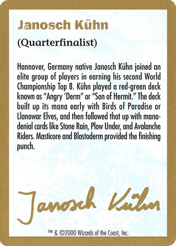 Image for 2000 Janosch Kuhn Biography Card [World Championship Decks]