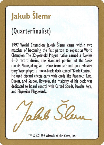 Image for 1999 Jakub Slemr Biography Card [World Championship Decks]