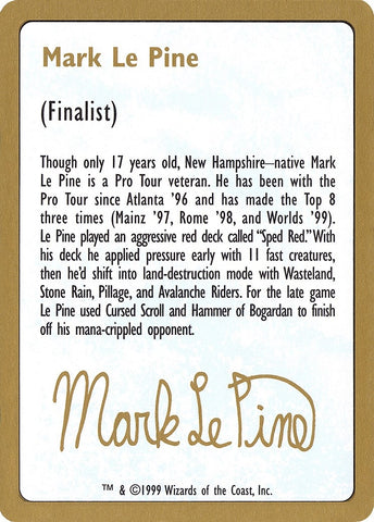 Image for 1999 Mark Le Pine Biography Card [World Championship Decks]