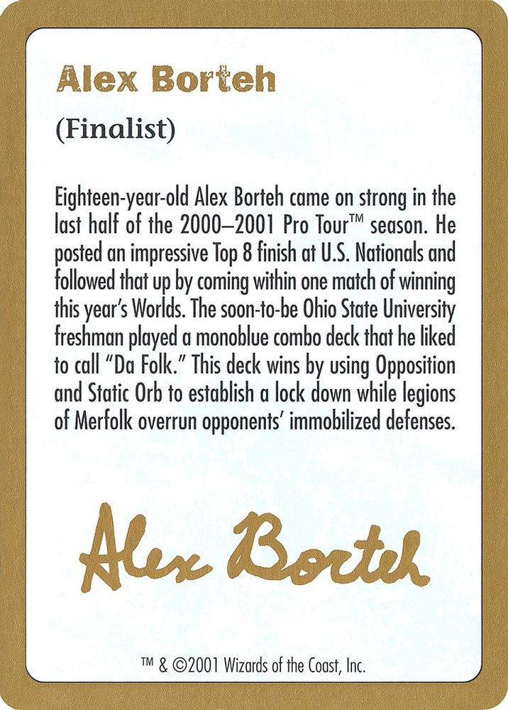Image for 2001 Alex Borteh Biography Card [World Championship Decks]
