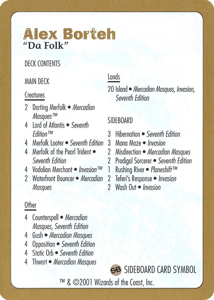 Image for 2001 Alex Borteh Decklist Card [World Championship Decks]