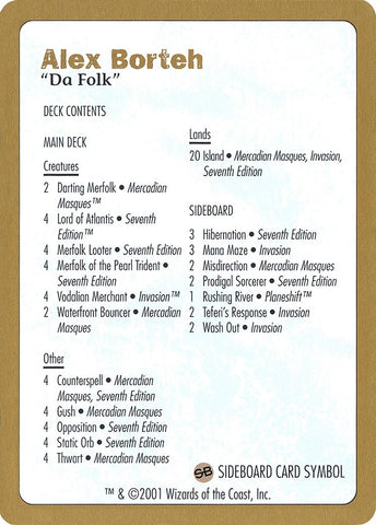 Image for 2001 Alex Borteh Decklist Card [World Championship Decks]