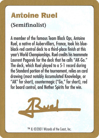 Image for 2001 Antoine Ruel Biography Card [World Championship Decks]