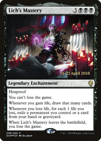Image for Lich's Mastery (98) [Prerelease Cards]