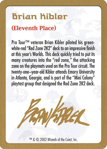 Image for 2002 Brian Kibler Biography Card [World Championship Decks]