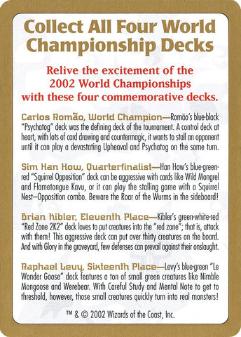 Image for 2002 World Championship Advertisement Card [World Championship Decks]