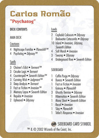 Image for 2002 Carlos Romao Decklist Card [World Championship Decks]