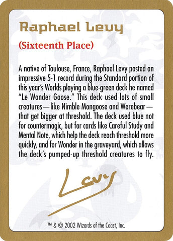 Image for 2002 Raphael Levy Biography Card [World Championship Decks]