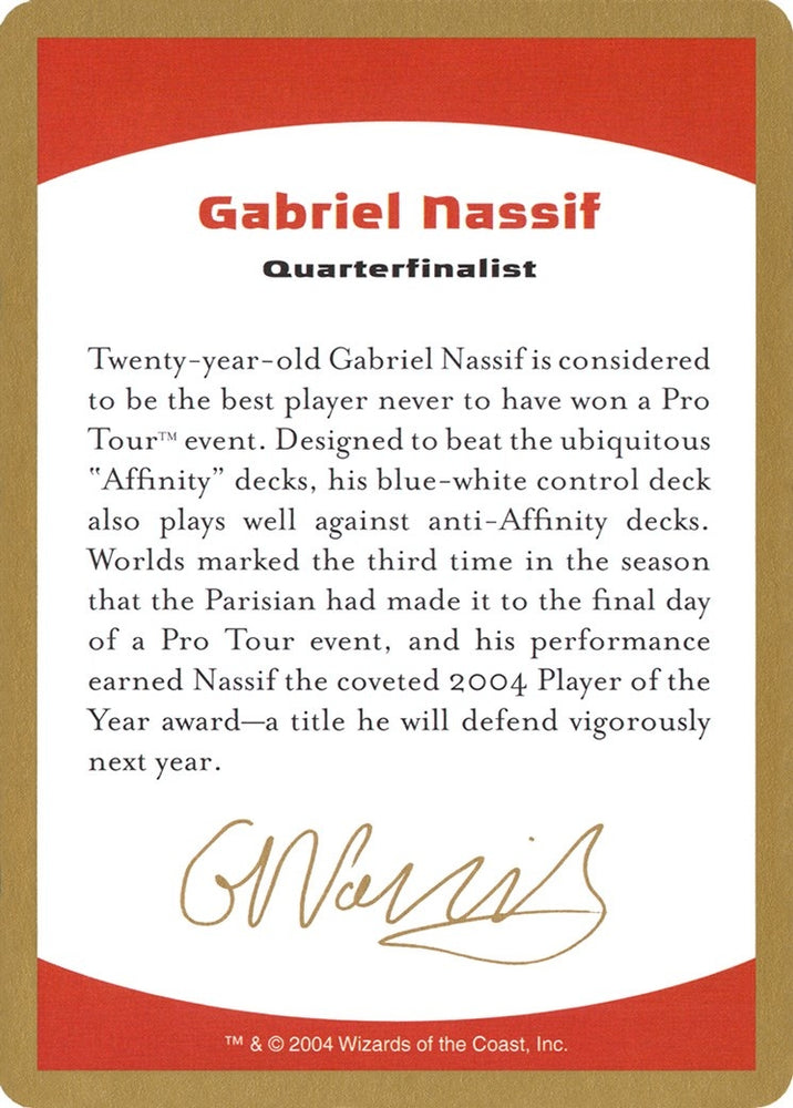 Image for 2004 Gabriel Nassif Biography Card [World Championship Decks]