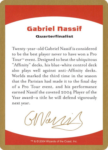 Image for 2004 Gabriel Nassif Biography Card [World Championship Decks]